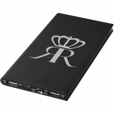 Plate 8000 mAh alumīnija ārējais akumulators ar logotipu, melns – detaļas skats 5