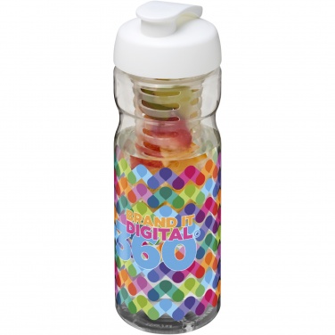 H2O Active® Base 650 ml sporta pudele ar atvāžamu vāku un augļu ieliktni, Caurspīdīgs / balts – detaļas skats 4