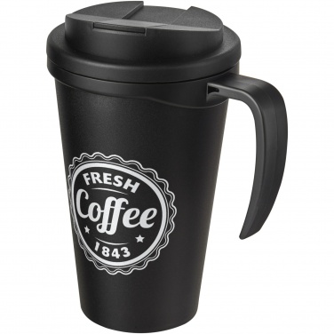 Americano® Grande 350 ml krūze ar vāku, kas novērš izšļakstīšanos ar logotipu, Melns / melns – detaļas skats 5