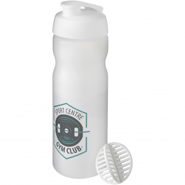 Baseline Plus 650 ml šeikera pudele ar logotipu, Balts / matēti caurspīdīgs – detaļas skats 3