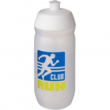 HydroFlex™ Clear 500 ml saspiežama sporta pudele ar logotipu, Balts / matēti caurspīdīgs – detaļas skats 5