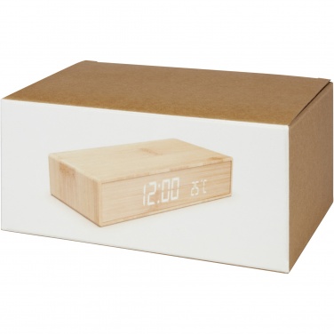 Logotrade ziemassvētku dāvanas foto: Minata bambusa bezvadu lādētājs ar pulksteni