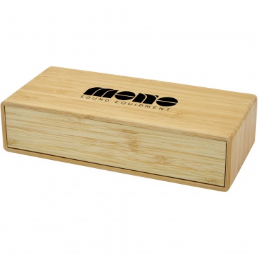 Logotrade biznesa dāvanas foto: Minata bambusa bezvadu lādētājs ar pulksteni