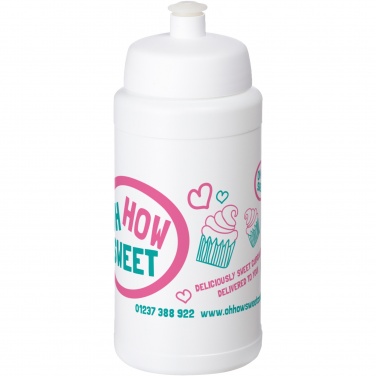 Baseline® Plus 500 ml pudele ar sporta vāku ar logotipu, Balts – detaļas skats 3