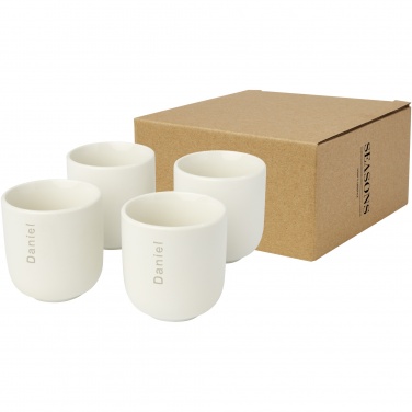 Male espresso tasīšu komplekts, 4 × 90 ml ar logotipu, Balta – detaļas skats 5