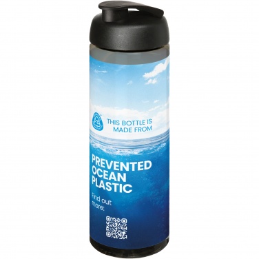 H2O Active® Eco Vibe 850 ml sporta pudele ar pārslēdzamu vāku, Kokogles / vienkrāsains melns – detaļas skats 3