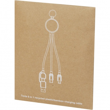 Logotrade biznesa dāvanas foto: Tecta 6-in-1 otrreizējās pārstrādes plastmasas/bambusa lādēšanas kabelis ar atslēgu piekariņu