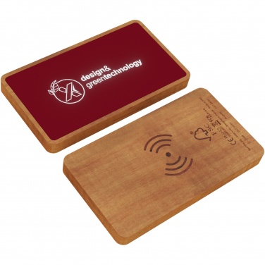 SCX.design P36 5000 mAh bezvadu ārējais akumulators ar izgaismotu logo, sarkans/koks – detaļas skats 3