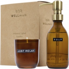 Wellmark Discovery 200 ml roku ziepju dozators un 150 g aromātisko sveču komplekts - bambusa aromāts