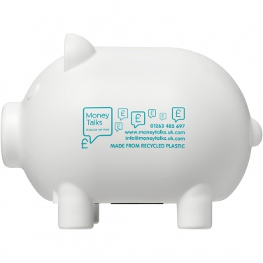 Oink pārstrādāta plastmasas krājkasīte ar logotipu, Balts – detaļas skats 2