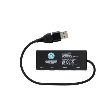 Saistīt RCS otrreizēji pārstrādātas plastmasas un bambusa divu ievades USB centrmezglu, detaļas skats, melns (2)