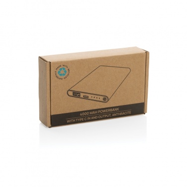 Logotrade dāvanas foto: RCS 4000 mAh USB-C ārējais akumulators no pārstrādāta alumīnija