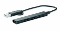 USB 4 portu centrmezgls 19 cm, Melns