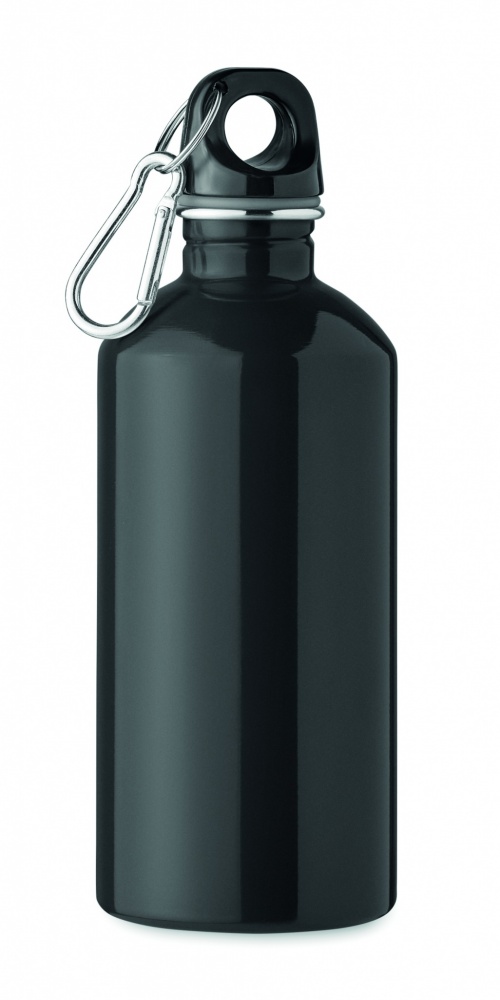 Pudele no pārstrādāta nerūsējošā tērauda ar karabīni 500 ml, Melns – produkta foto