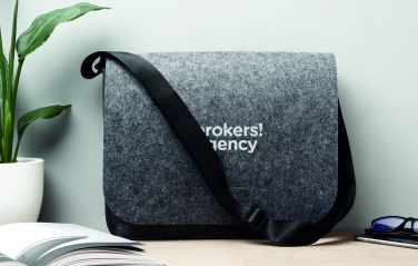 RPET filca klēpjdatora soma ar logotipu, Pelēks – detaļas skats 5