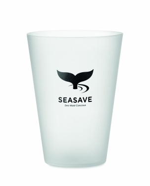 Atkārtoti lietojama pasākumu krūze 300ml ar logotipu, Caurspīdīgs balts – detaļas skats 4