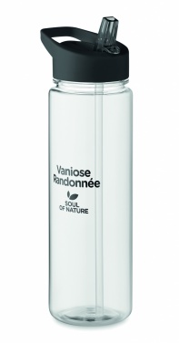 RPET pudele ar atveramu PP vāciņu 650 ml ar logotipu, Melns – detaļas skats 5