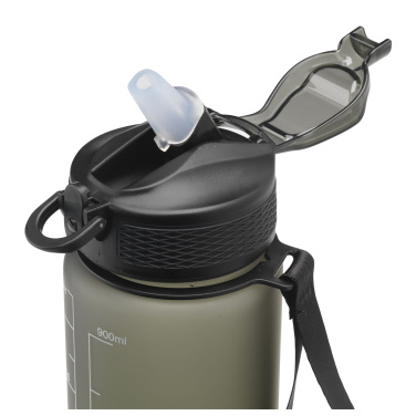 AquaSport GRS ūdens pudele no pārstrādātas plastmasas 1000 ml, melna – detaļas skats 3