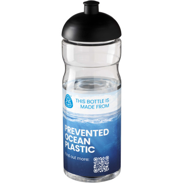 H2O Active® Eco Base 650 ml kupola vāka sporta pudele, Caurspīdīgs / vienkrāsains melns – detaļas skats 3