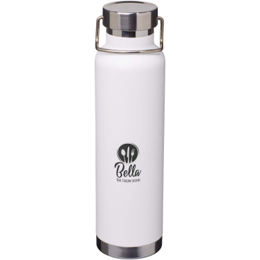 Thor 650 ml ūdens pudele no RCS pārstrādāta nerūsējošā tērauda ar vara vakuuma izolāciju ar logotipu, Balts – detaļas skats 5
