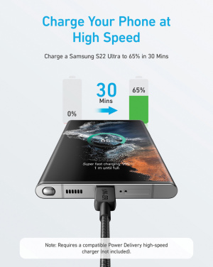 Logotrade dāvanas foto: Anker USB-C uz USB-C kabelis 1,8 metri 60 W