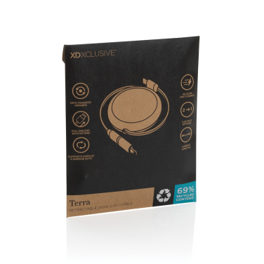 Logotrade dāvanas foto: Terra RCS pārstrādāta alumīnija ievelkams 240 W 2-in-1 kabelis