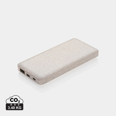 10 000 mAh ārējais akumulators ar kviešu šķiedru, haki, personalizējams ar logotipu – haki krāsas skats – Logo.ee