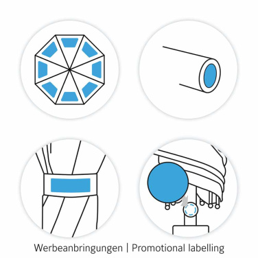 FARE ÖkoBrella automātiskais lietussargs ar pārstrādāta PET jumtu un koka rokturi ar logotipu – produkta foto