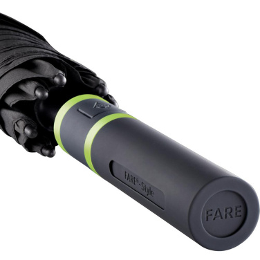 FARE® Style automātiskais golfa lietussargs ar krāsainām detaļām ar logotipu, melns-laima zaļš – detaļas skats 7