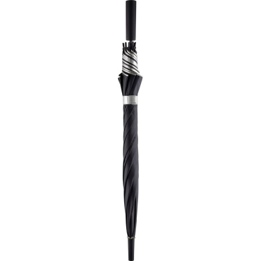 FARE® Doubleface divkrāsains automātiskais lietussargs ar logotipu, melns / sudraba – detaļas skats 5