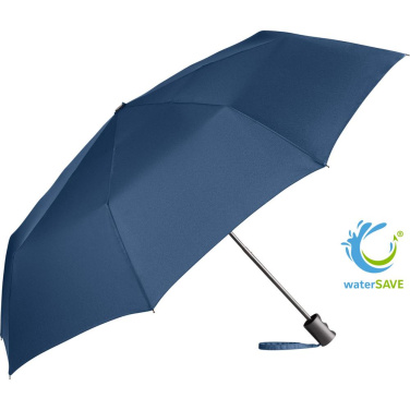 FARE ÖkoBrella kabatas lietussargs ar pārstrādāta PET jumtu un rABS rokturi ar logotipu, tumši zils (waterSAVE®) – produkta foto