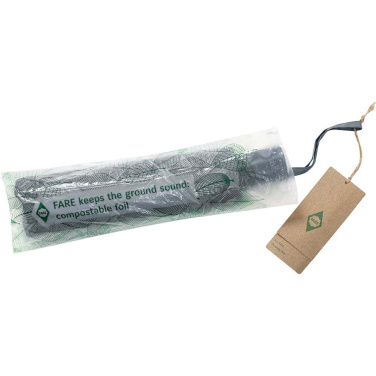 FARE ÖkoBrella kabatas lietussargs ar pārstrādāta PET jumtu un rABS rokturi ar logotipu, pelēks (waterSAVE®) – detaļas skats 6