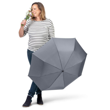 FARE ÖkoBrella kabatas lietussargs ar pārstrādāta PET jumtu un rABS rokturi ar logotipu, pelēks (waterSAVE®) – detaļas skats 8