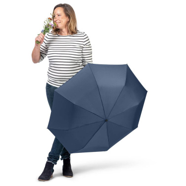 FARE ÖkoBrella kabatas lietussargs ar pārstrādāta PET jumtu un rABS rokturi ar logotipu, tumši zils (waterSAVE®) – detaļas skats 9