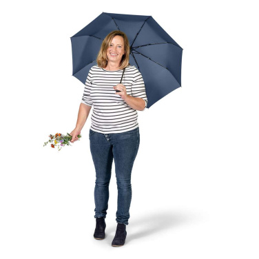 FARE ÖkoBrella kabatas lietussargs ar pārstrādāta PET jumtu un rABS rokturi ar logotipu, tumši zils (waterSAVE®) – detaļas skats 10