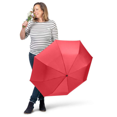 FARE ÖkoBrella kabatas lietussargs ar pārstrādāta PET jumtu un rABS rokturi ar logotipu, sarkans (waterSAVE®) – detaļas skats 9