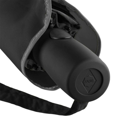 FARE® AC Plus kabatas lietussargs ar atstarojošu apmali ar logotipu, melns – detaļas skats 4