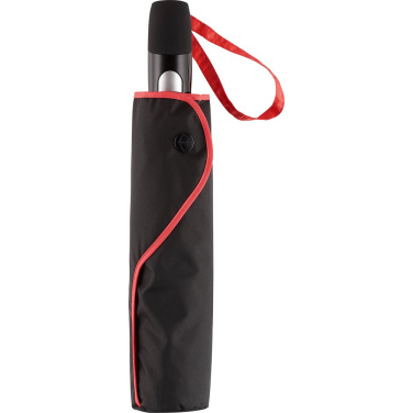 FARE® Seam liels automātiskais kabatas lietussargs ar krāsainām šuvēm ar logotipu, melns-sarkans – detaļas skats 10