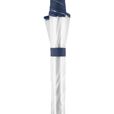 FARE® Pure caurspīdīgs automātiskais lietussargs ar logotipu, caurspīdīgs-tumši zils – detaļas skats 8