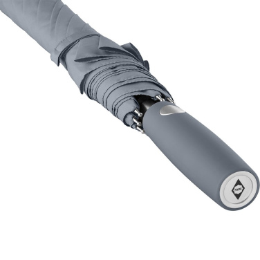 FARE® AC viegls alumīnija automātiskais lietussargs ar logotipu, pelēks – detaļas skats 4