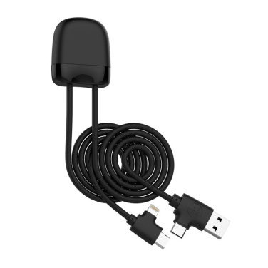 Melns Xoopar ICE-C 1 m uzlādes kabelis ar Lightning, USB-C un USB-A savienotājiem