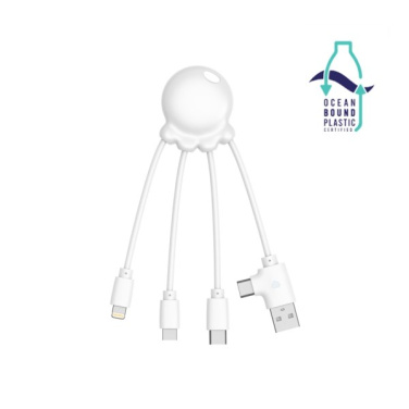 Balts Xoopar Octopus OBP multikabelis ar Lightning, USB-C un micro-USB spraudņiem