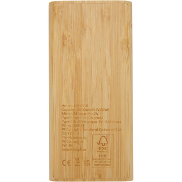 Tulda 10 000 mAh bambusa ārējais akumulators – skats no aizmugures