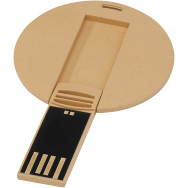 Apaļš, noārdāms USB disks, Kraft brūns, 32 GB, produkta attēls