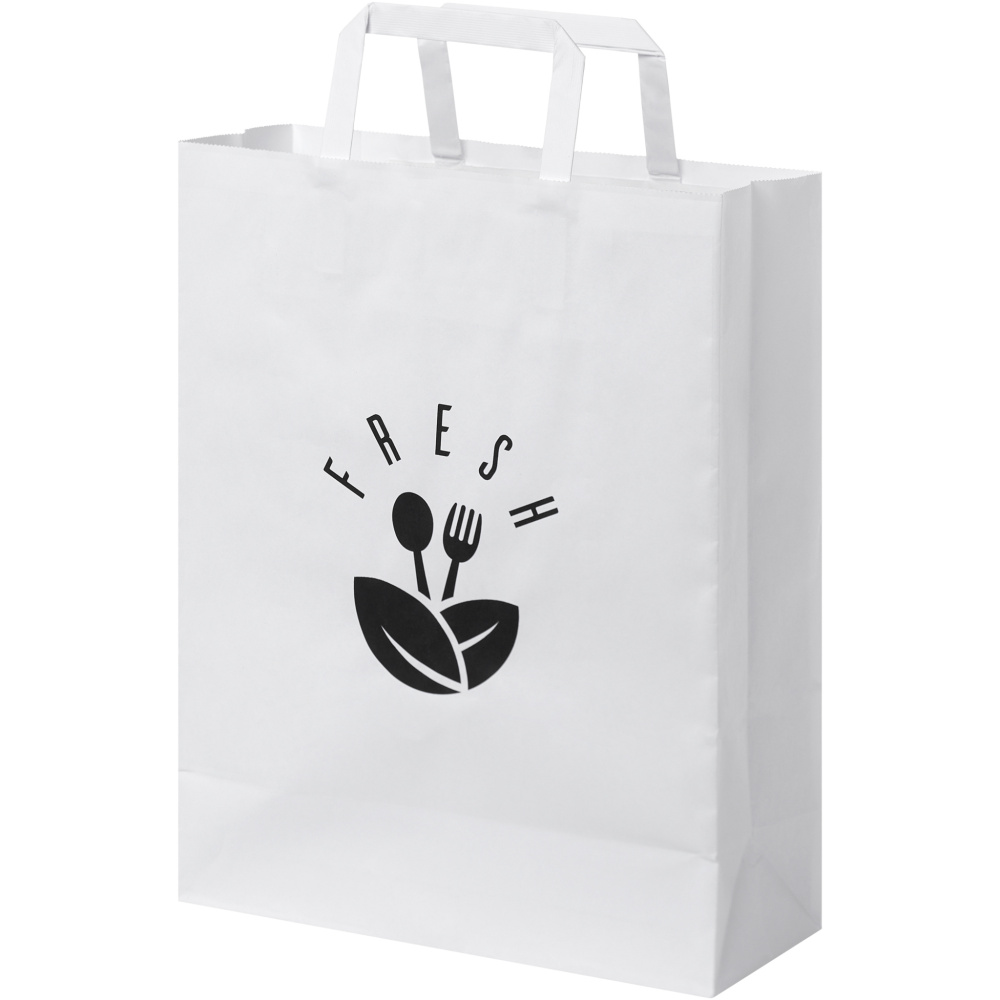 Kraft 80-90 g/m2 papīra maisiņš ar plakaniem rokturiem - 25 x 11 x 32 cm, produkta attēls