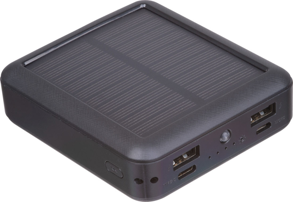 Saules lādētājs 10 000 mAh CRETE, melns, produkta attēls (1)