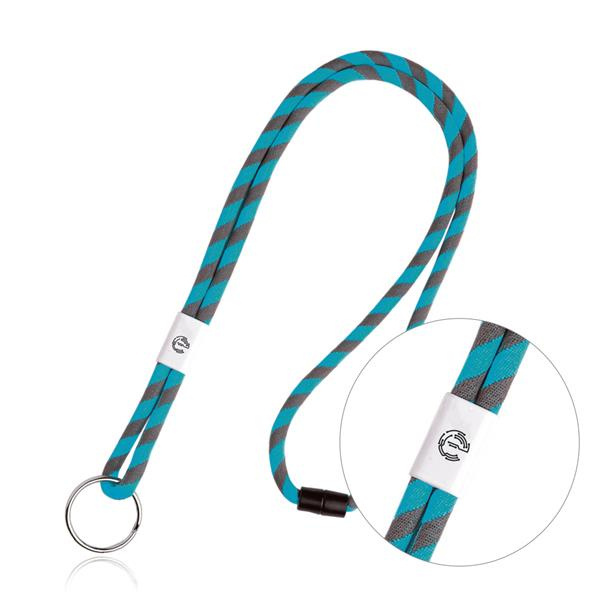 Metāla regulējama terilēna cauruļveida aukliņa ar drošības aizdari / Poley, Tūrisa zils, produkta attēls
