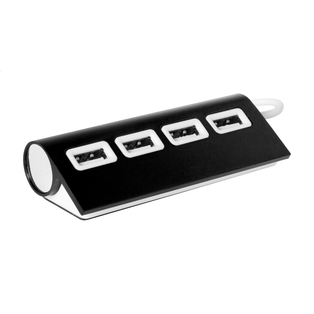 Wudge – USB centrmezgls, melns, produkta attēls
