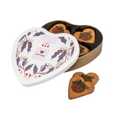 Reklāmas sīkdatņu logotips Sīkdatņu sirds formas skārda kārba