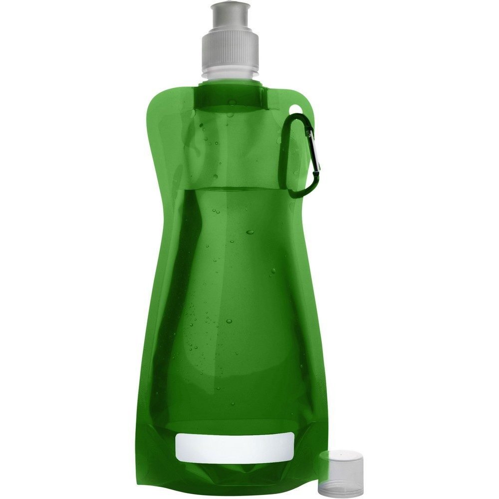 Salokāma ūdens pudele 420 ml ar karabīnes klipsi, zaļš, produkta attēls